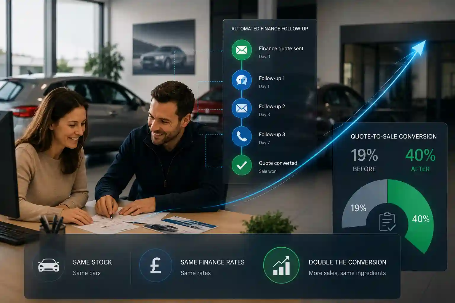 Family car dealership using a car dealer CRM to follow up finance enquiries