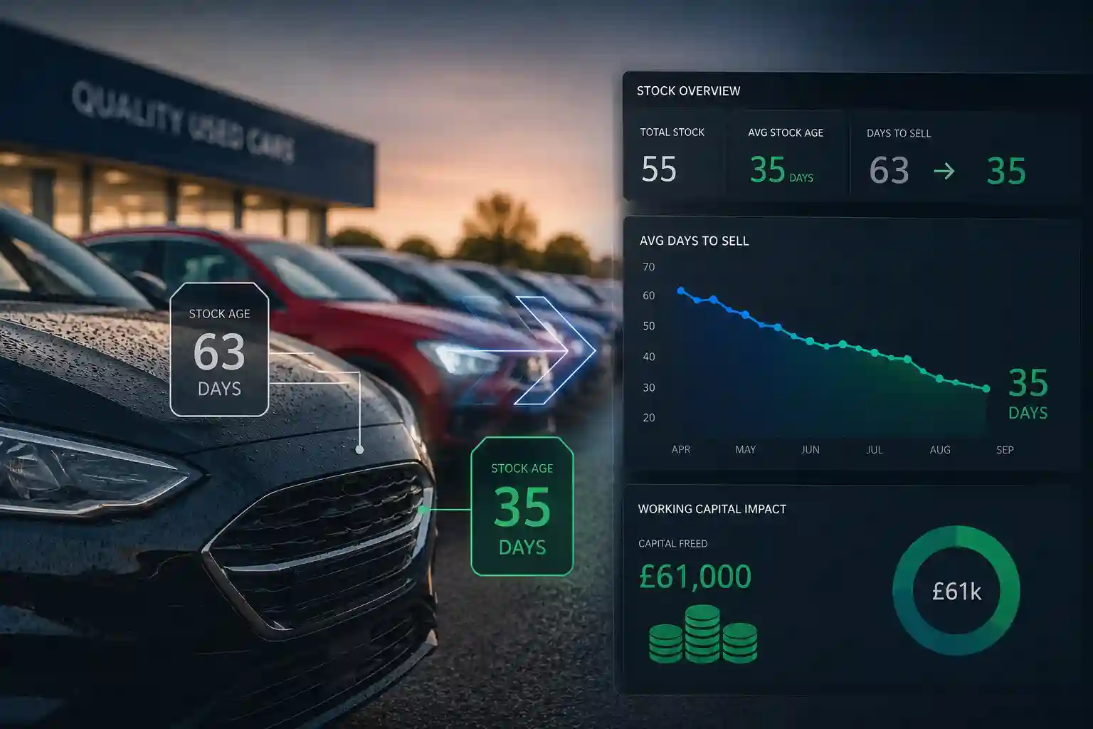Used car forecourt managing part-exchange stock turnover