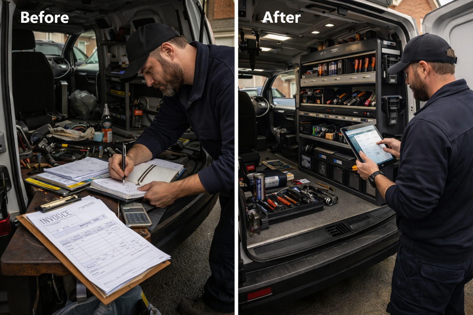 Mobile mechanic using CRM from phone