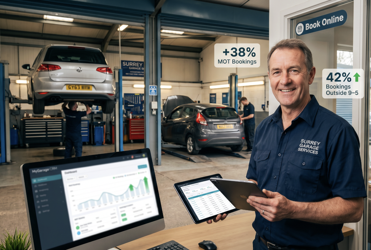 4-bay independent garage in Surrey using My Garage CRM 24/7 online booking