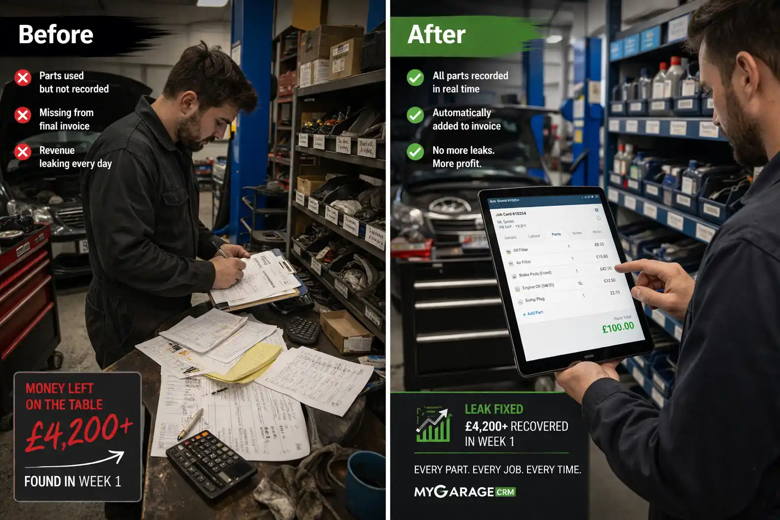 Parts revenue leak sealed with digital job cards