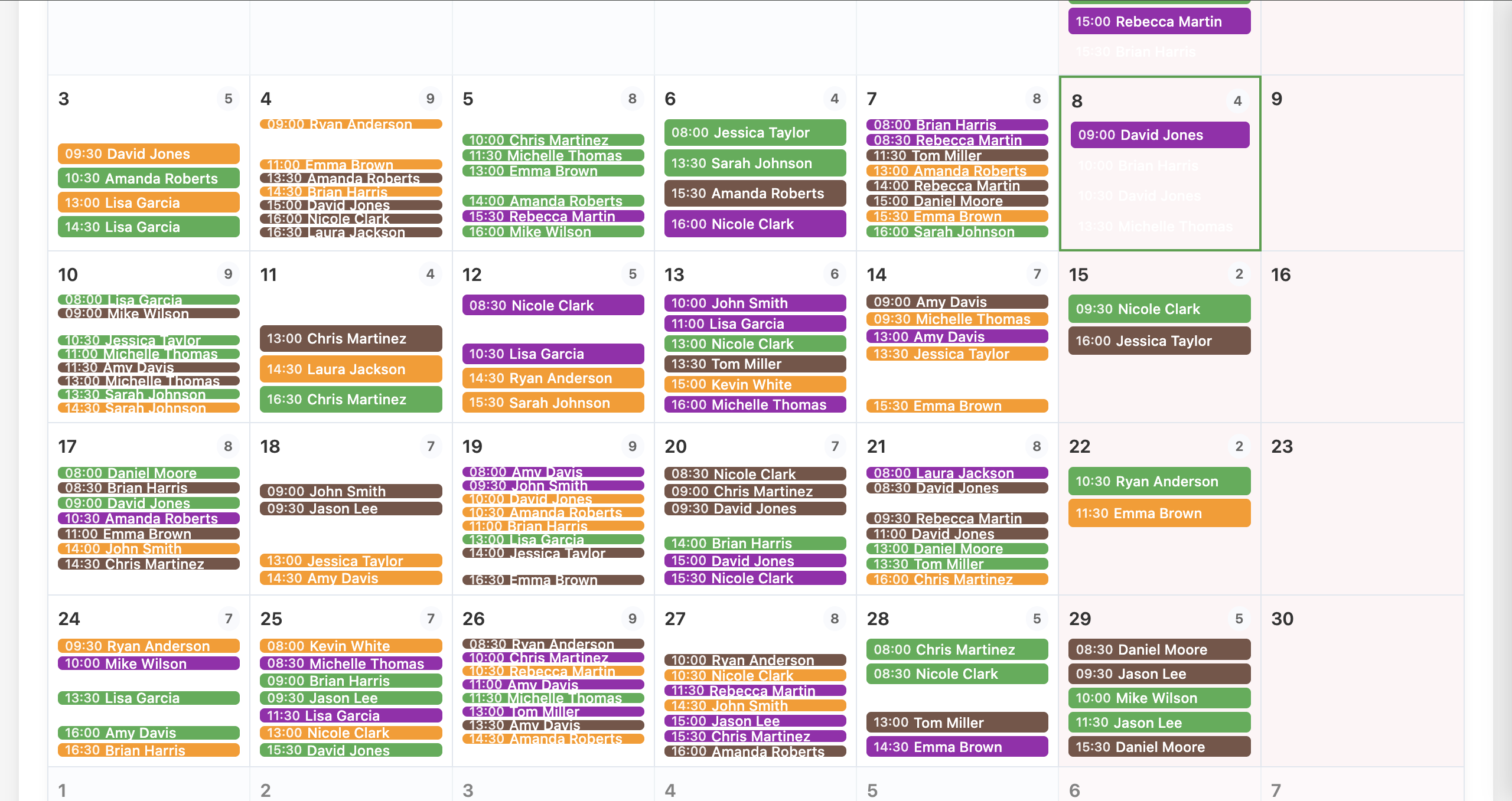 My Garage CRM diary and booking calendar