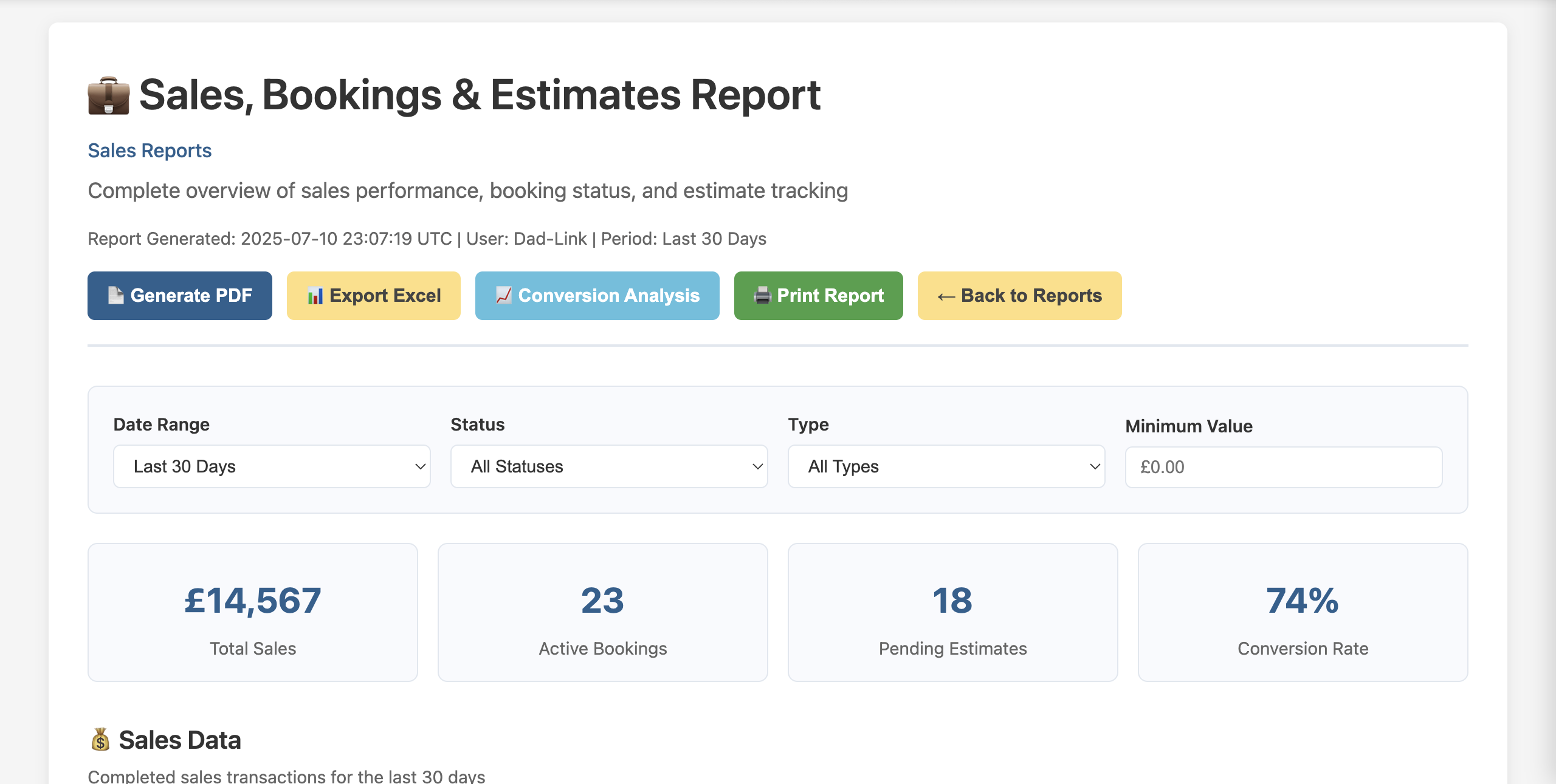 Sales and Booking Analytics - Revenue Performance